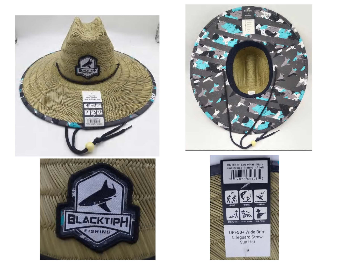 Straw Hat Stars and Stripes - Natural