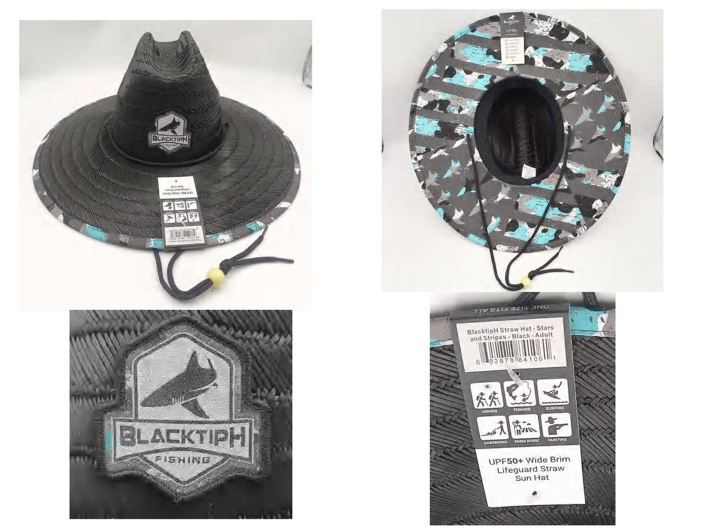 Straw Hat Stars and Stripes - Black