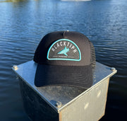 BlacktipH Snapback Hat with New Patch in Black and Teal