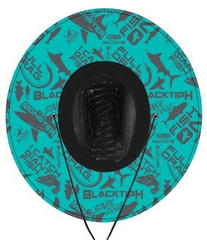 BlacktipH Straw Hat - Turquoise Blue - Black