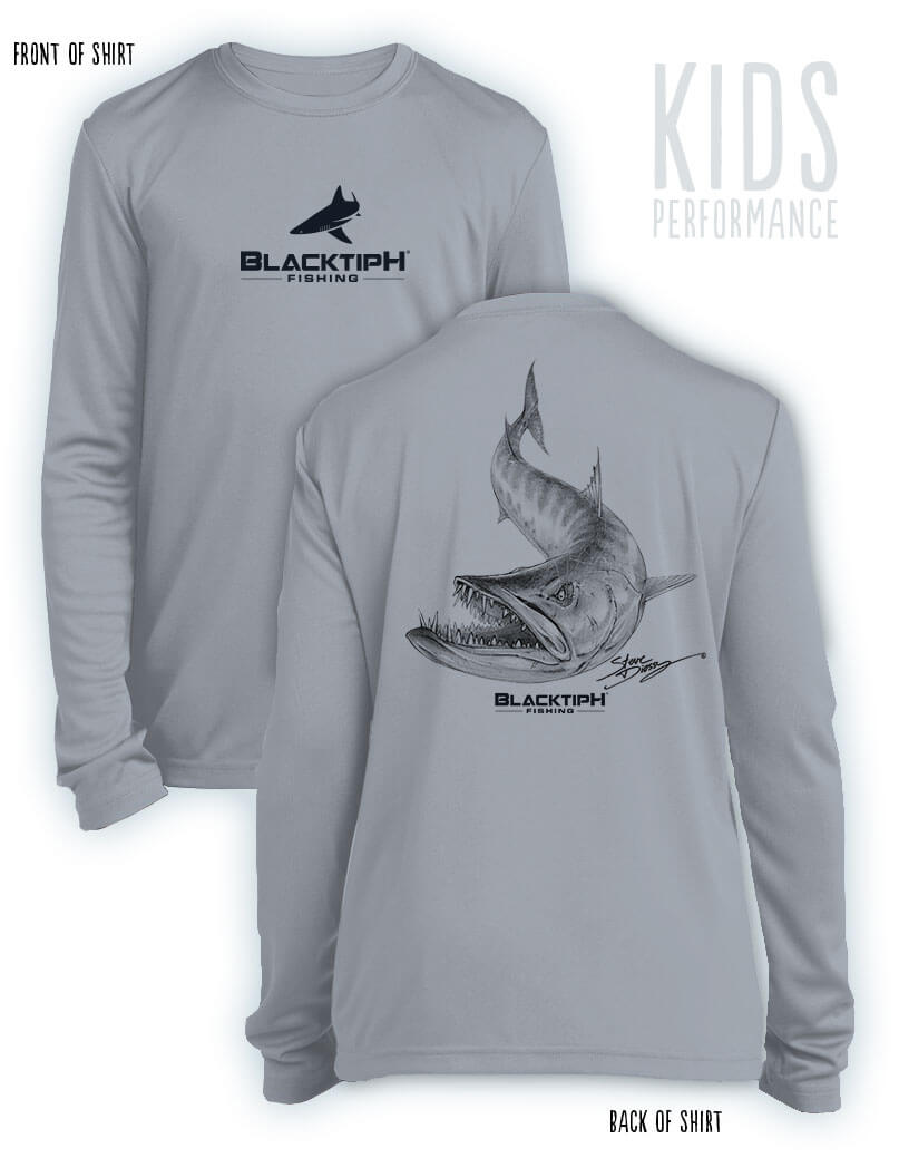 BlacktipH Youth "Barracuda" with Polyblend Fabric Long Sleeve Shirt - ft. Steve Diossy Art