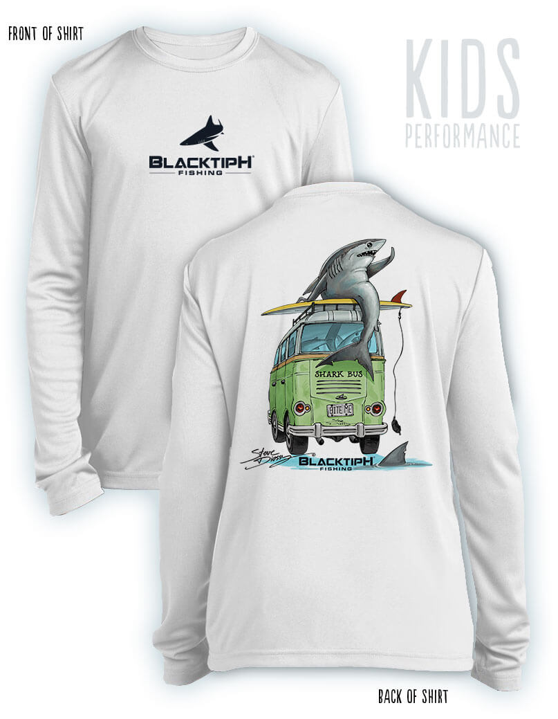 BlacktipH Youth "Shark Bus" with Polyblend Fabric Long Sleeve Shirt - ft. Steve Diossy Art