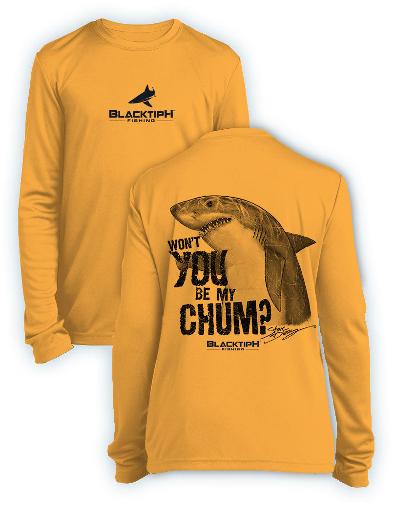 BlacktipH Youth Performance Long Sleeve Shark-Chum Featuring Steve Diossy Art in 100% Polyester