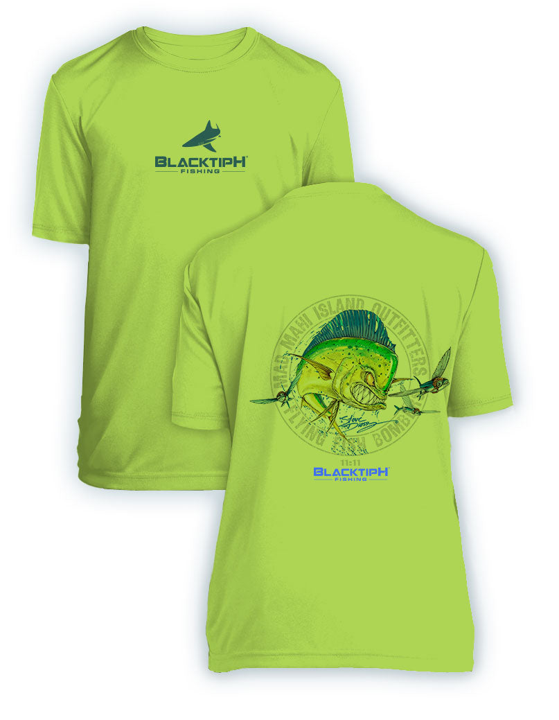 BlacktipH Youth Performance Short Sleeve Mad-Mahi Featuring Steve Diossy Art in 100% Polyester