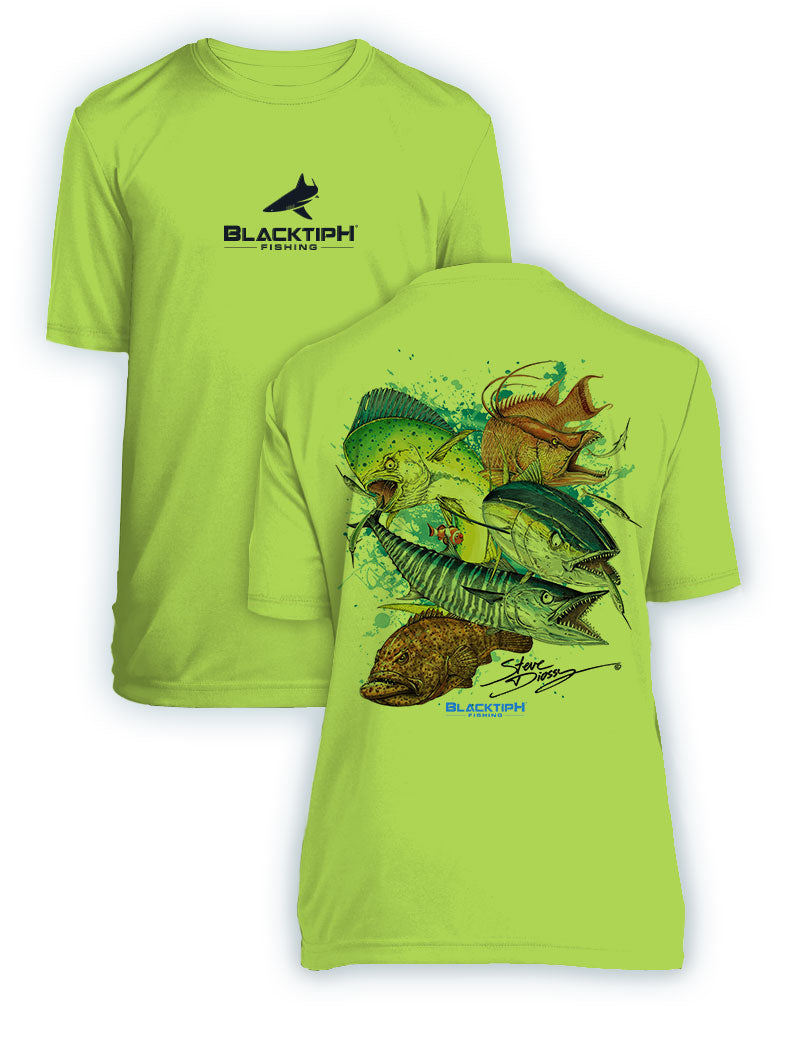 BlacktipH Youth Performance Short Sleeve Grand Slam Featuring Steve Diossy Art in 100% Polyester