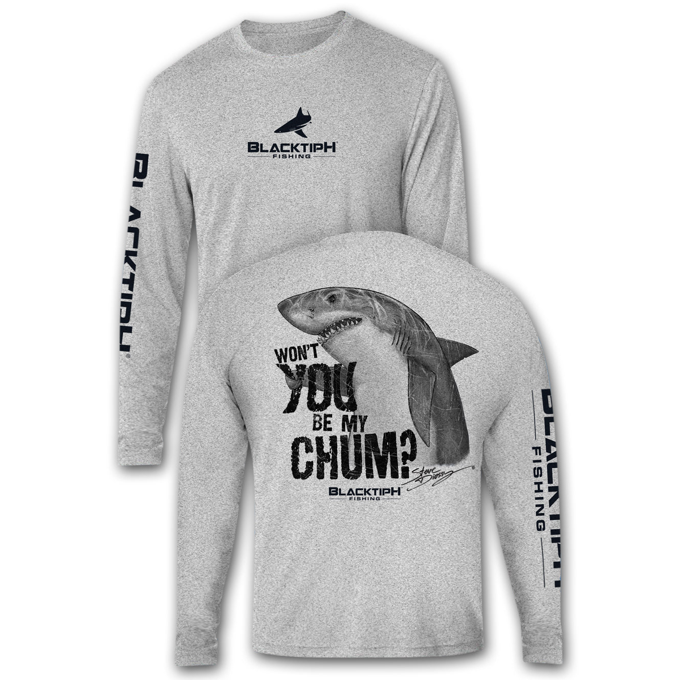 BlacktipH Performance Shirt Long Sleeve Shark-Chum Featuring Steve Diossy Art with UPF 50+ Protection