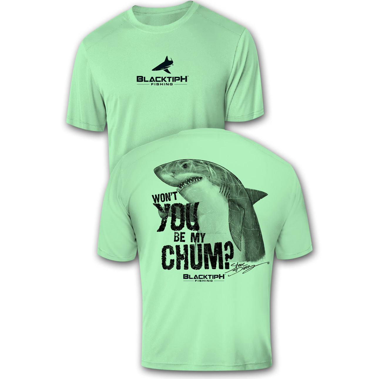 BlacktipH Performance Short Sleeve Shark-Chum Featuring Steve Diossy Art with UPF 50+ Protection