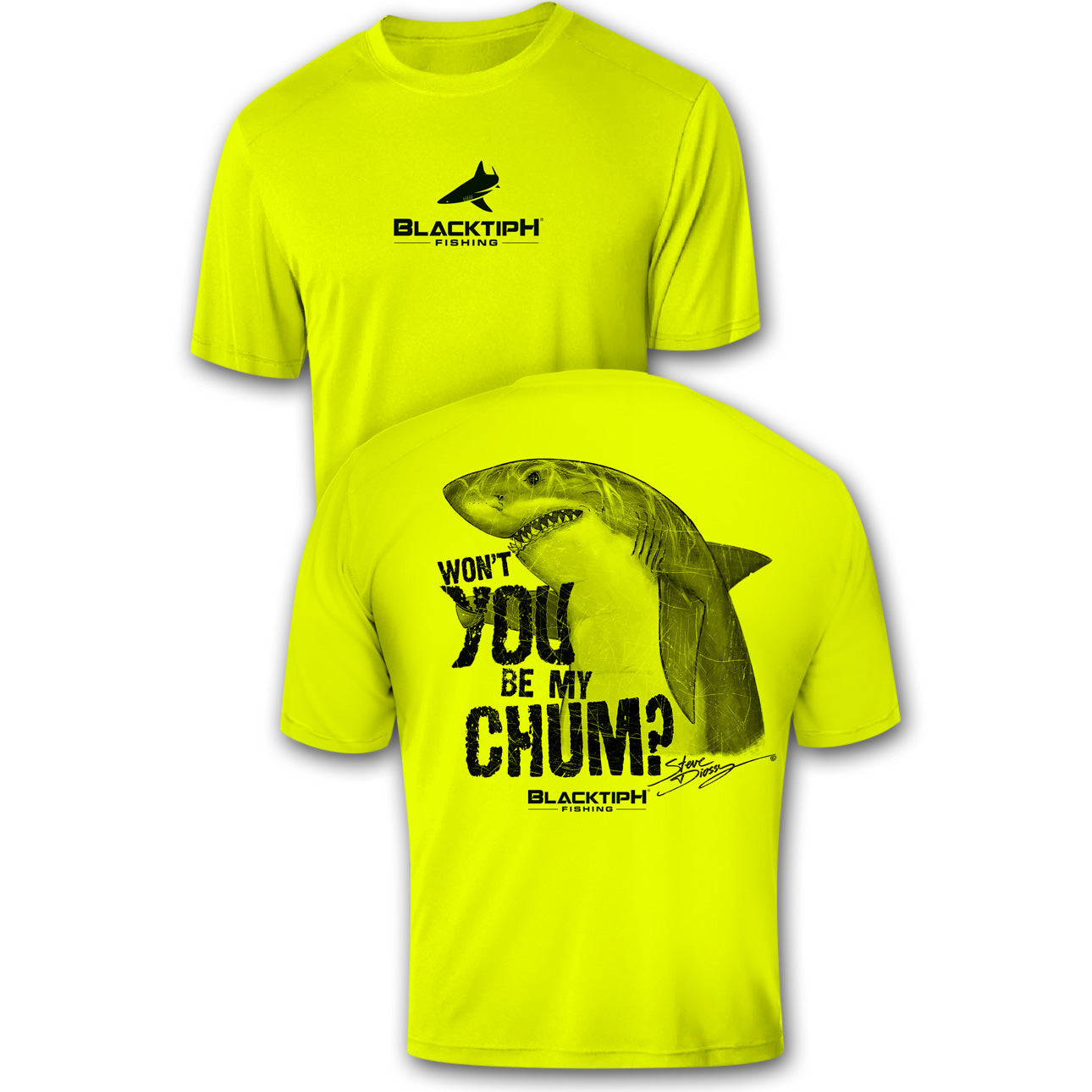 BlacktipH Performance Short Sleeve Shark-Chum Featuring Steve Diossy Art with UPF 50+ Protection