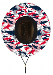 BlacktipH Straw Hat - Red White and Blue Shark Camo - Natural