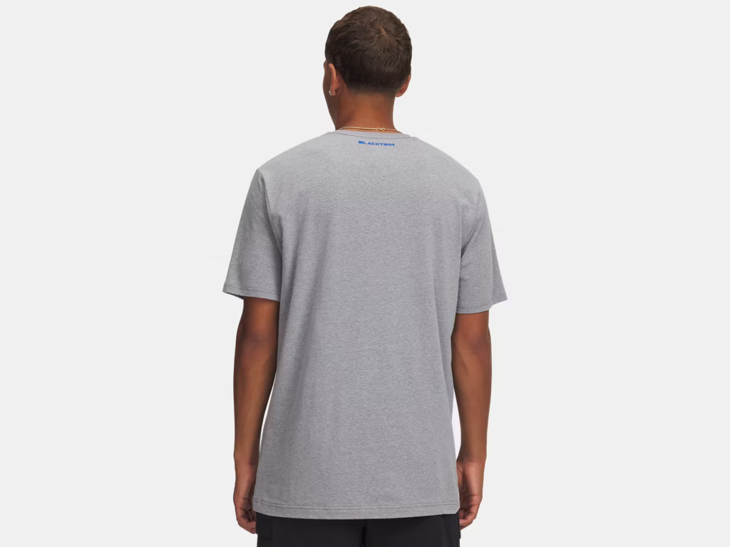 Under Armour x BlacktipH Men's Fish Species USA Graphic Shirt Back - Steel Light Heather - BlacktipH