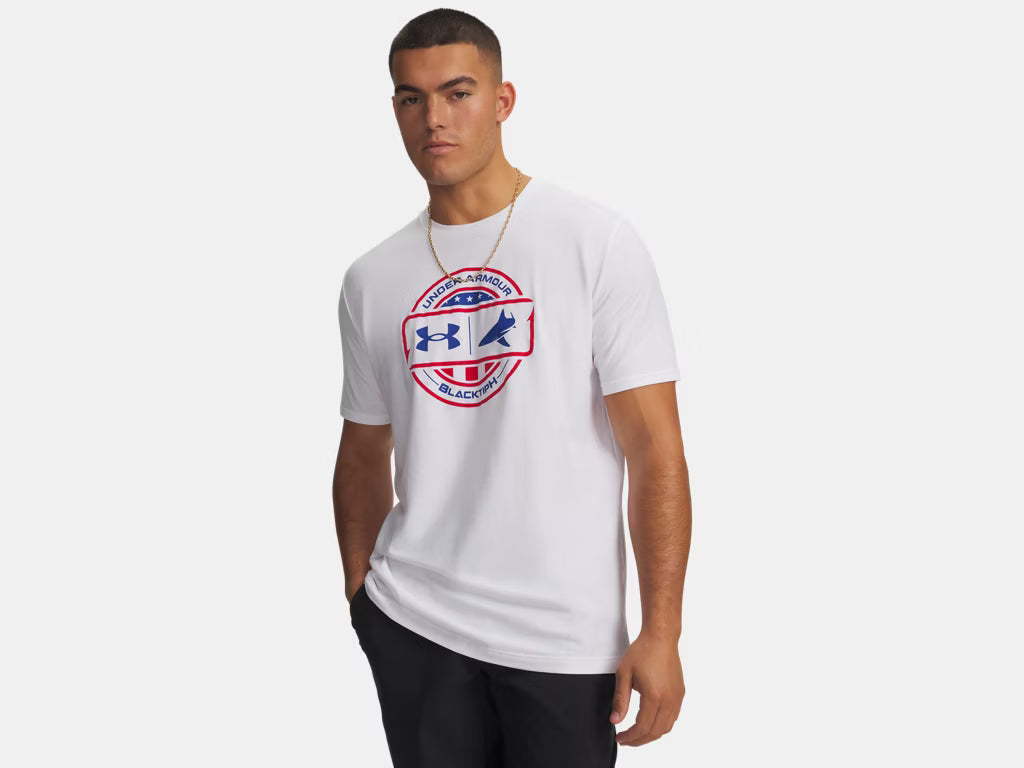 Under Armour x BlacktipH Men's Fish Species USA Graphic Shirt Front - White - BlacktipH