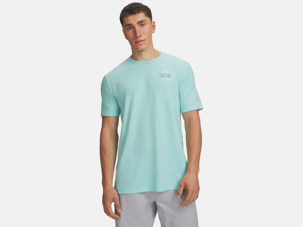 Under Armour x BlacktipH Men's Fish Species Marlin Graphic Shirt Front - Neo Turquoise - BlacktipH
