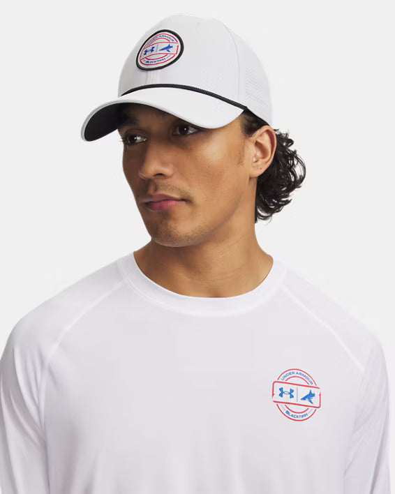 UA x BlacktipH Light Grey Fishing Hat | Off-White Adjustable Snapback