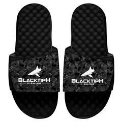BlacktipH Fishing Black Patterned Slides with EVA Midsole