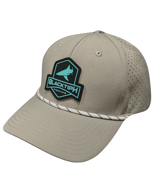 Grey Turquoise PVC Performance Snapback Hat - BlacktipH
