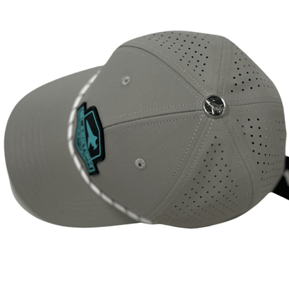Grey Turquoise PVC Performance Snapback Hat - BlacktipH