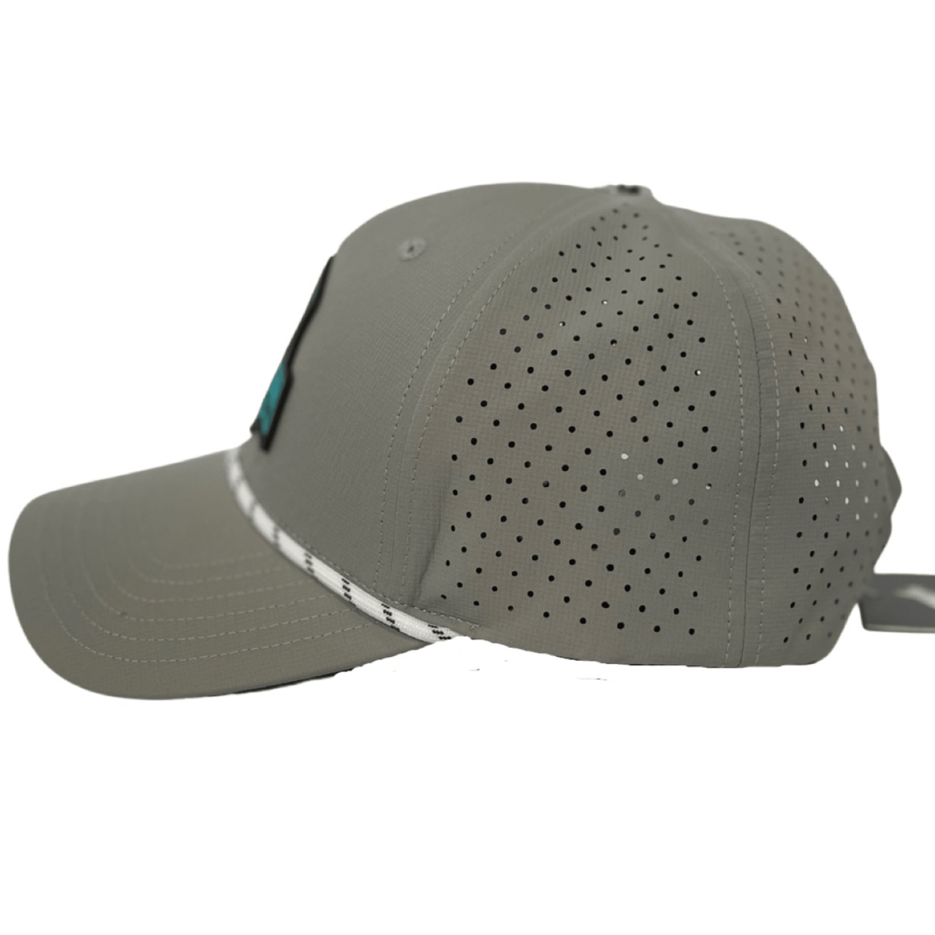 Grey Turquoise PVC Performance Snapback Hat - BlacktipH
