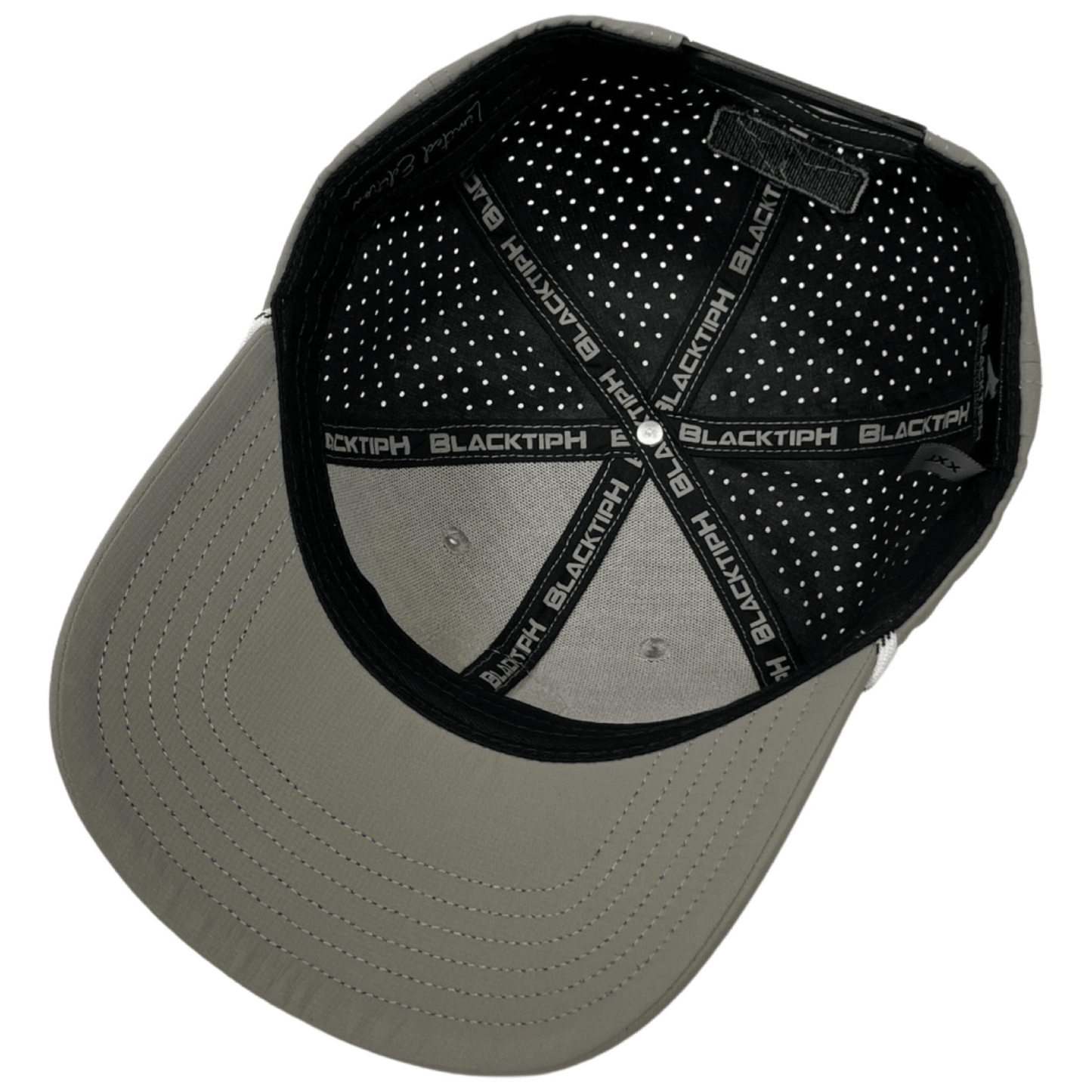 Grey Turquoise PVC Performance Snapback Hat - BlacktipH