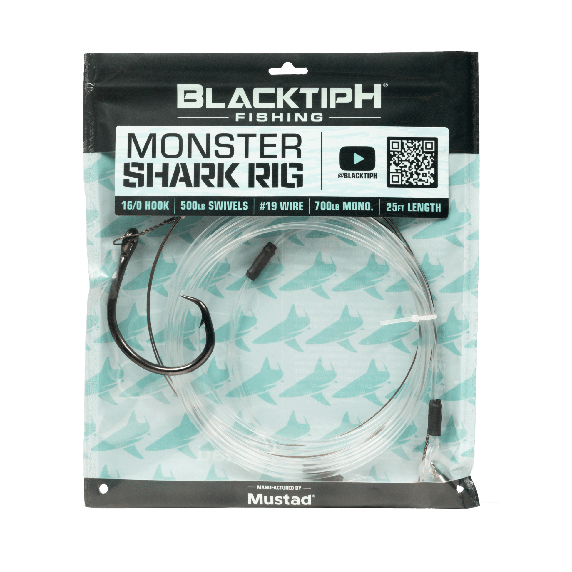 Mustad BlacktipH Monster Shark Rig | 16/0 Hook & 19 Wire - BlacktipH