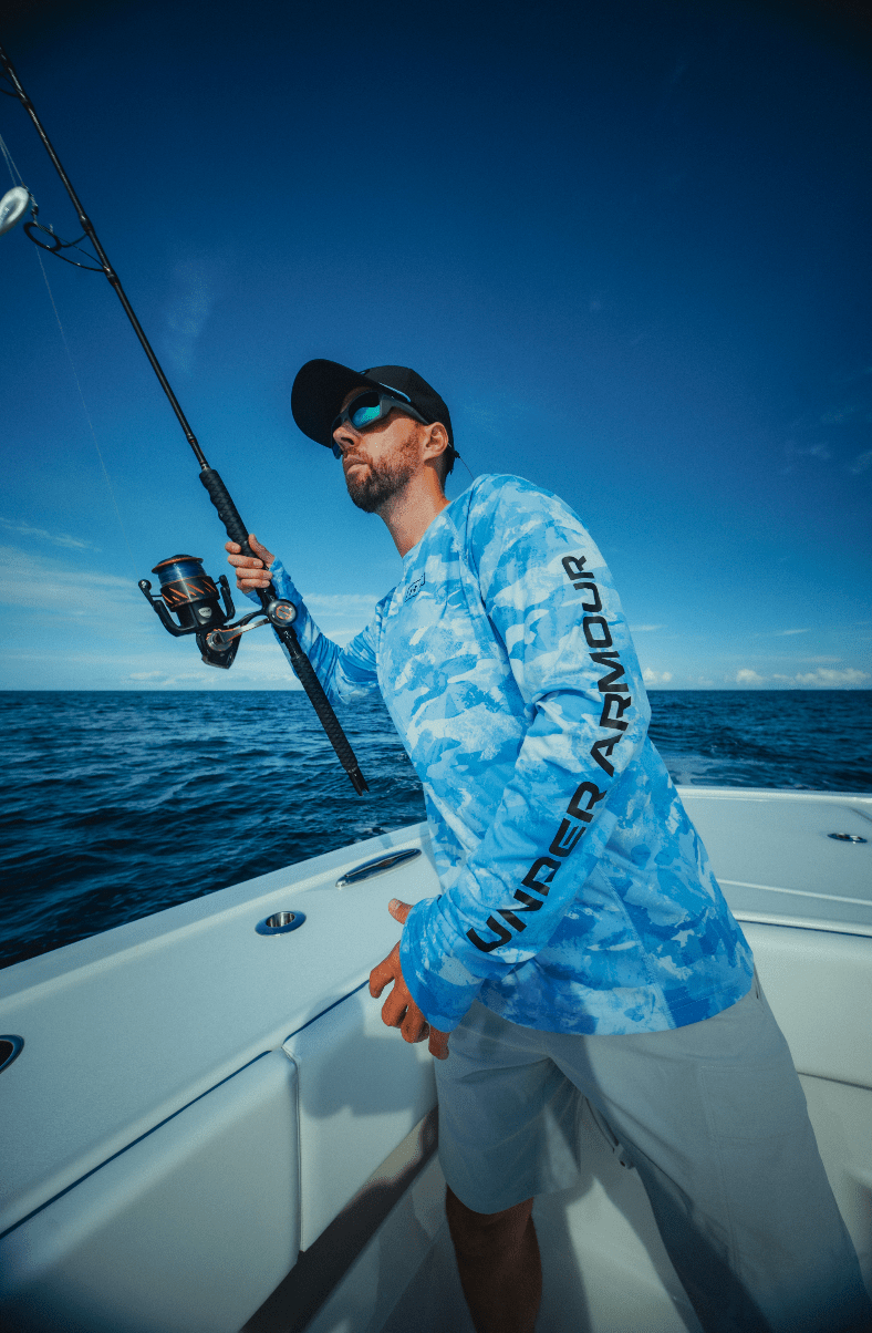 Under Armour x BlacktipH Men’s Fish Elite Camo Performance Long Sleeve Crew - Blue - BlacktipH