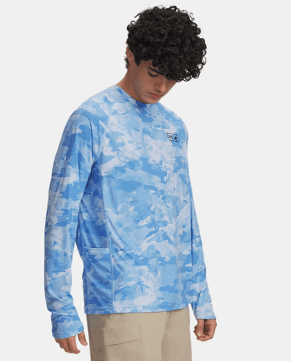 Under Armour x BlacktipH Men’s Fish Elite Camo Performance Long Sleeve Crew - Blue - BlacktipH