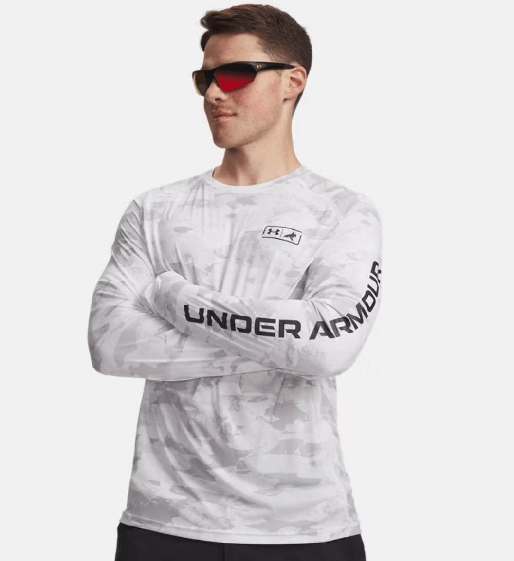 Under Armour x BlacktipH Men’s Fish Elite Camo Performance Long Sleeve Crew - White - BlacktipH