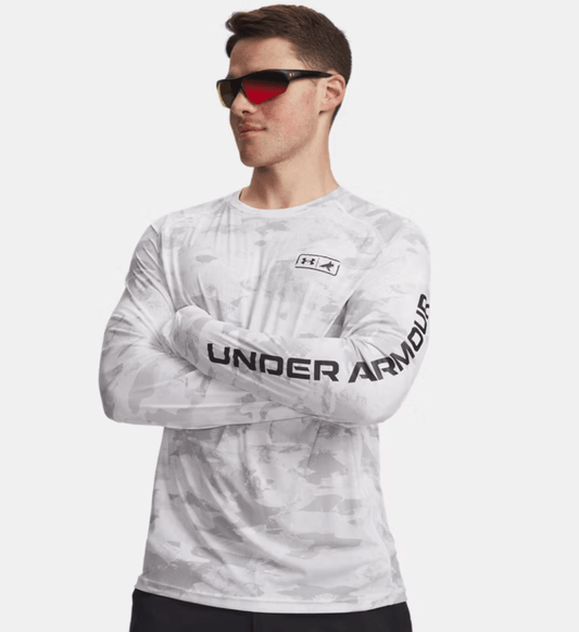 Under Armour x BlacktipH Men’s Fish Elite Camo Performance Long Sleeve Crew - White - BlacktipH