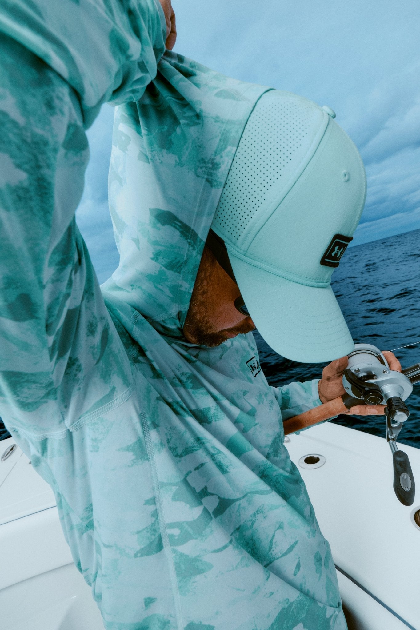 Under Armour x BlacktipH Men’s Fish Elite Performance Camo Hoodie - Neo Turquoise - BlacktipH
