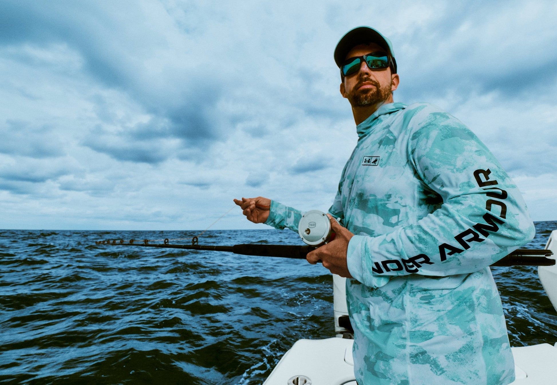 Under Armour x BlacktipH Men’s Fish Elite Performance Camo Hoodie - Neo Turquoise - BlacktipH