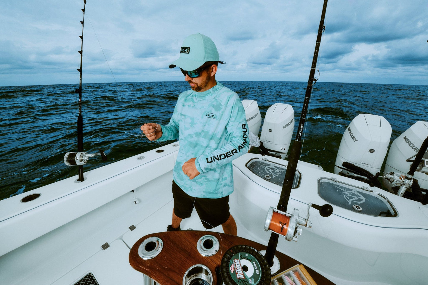 Under Armour x BlacktipH Men’s Fish Elite Performance Camo Hoodie - Neo Turquoise - BlacktipH