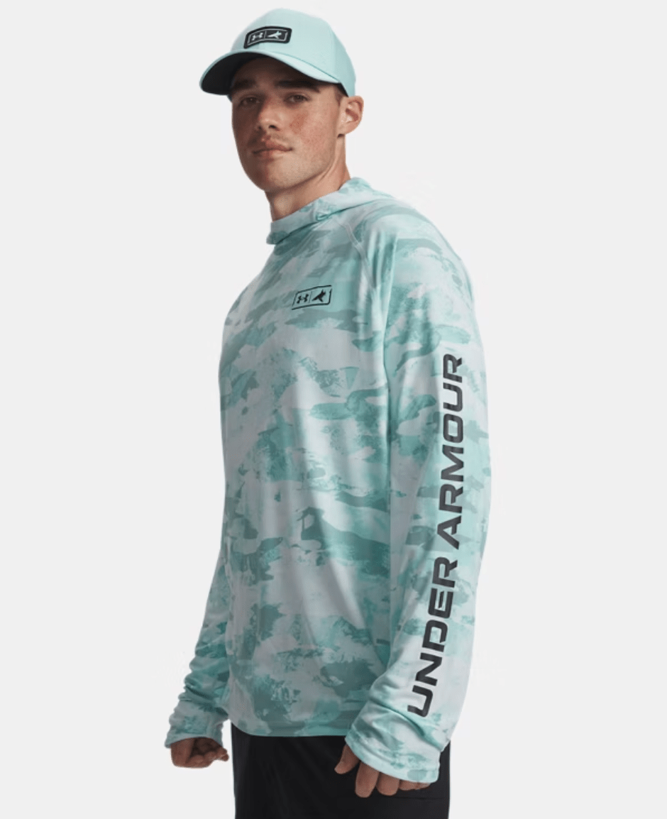 Under Armour x BlacktipH Men’s Fish Elite Performance Camo Hoodie - Neo Turquoise - BlacktipH