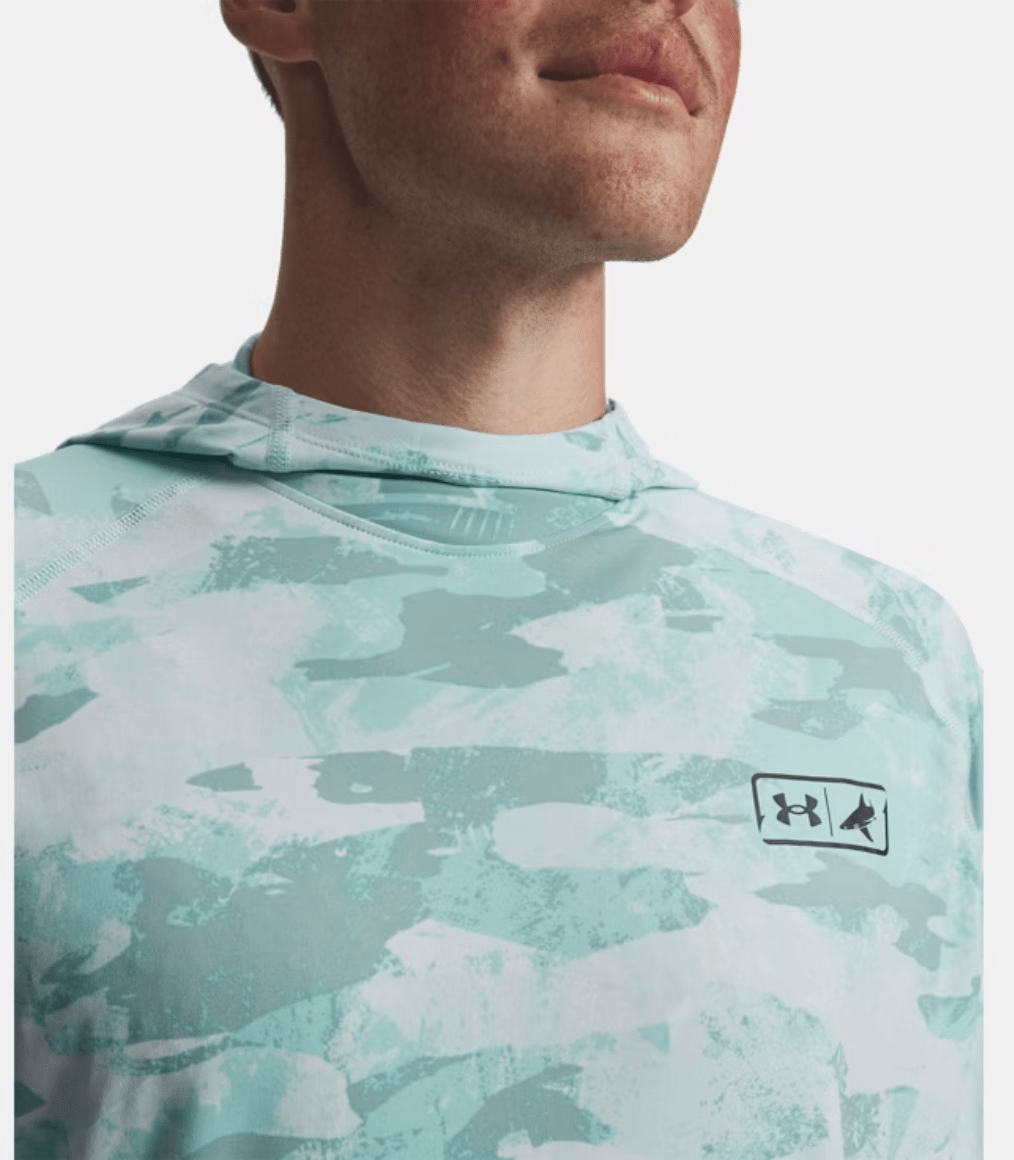 Under Armour x BlacktipH Men’s Fish Elite Performance Camo Hoodie - Neo Turquoise - BlacktipH