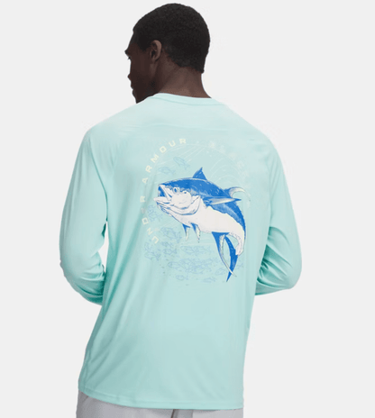 Under Armour x BlacktipH Men’s Fish Elite Species Performance Long Sleeve Crew - Neo Turquoise - BlacktipH