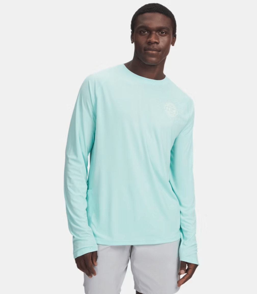 Under Armour x BlacktipH Men’s Fish Elite Species Performance Long Sleeve Crew - Neo Turquoise - BlacktipH