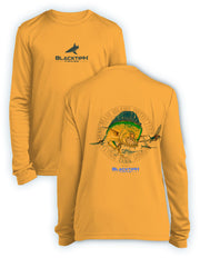 BlacktipH Youth Performance Long Sleeve Mad-Mahi Featuring Steve Diossy Art in 100% Polyester