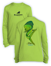 BlacktipH Youth Performance Long Sleeve Mahi-Mahi Featuring Steve Diossy Art in 100% Polyester
