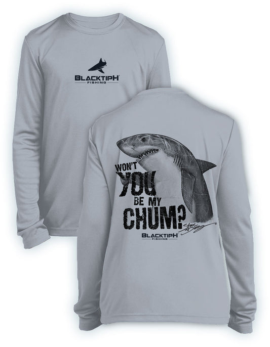 BlacktipH Youth Performance Long Sleeve Shark-Chum Featuring Steve Diossy Art in 100% Polyester