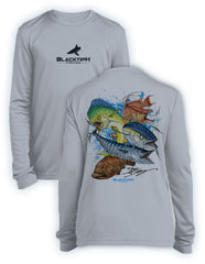 BlacktipH Youth Performance Long Sleeve Grand Slam Featuring Steve Diossy Art in 100% Polyester