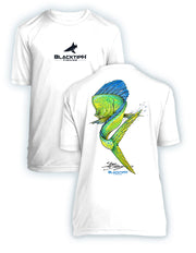 BlacktipH Youth Performance Short Sleeve Mahi Swim Featuring Steve Diossy Art in 100% Polyester