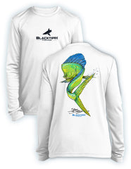 BlacktipH Youth Performance Long Sleeve Mahi-Mahi Featuring Steve Diossy Art in 100% Polyester