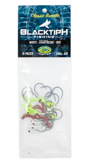 BlacktipH Classic Bundle Jig Heads with White Red and Chartreuse Options - One Sixteenth Ounce