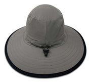 BlacktipH Grey Bucket Fishing Hat with Rubber Patch - Back View