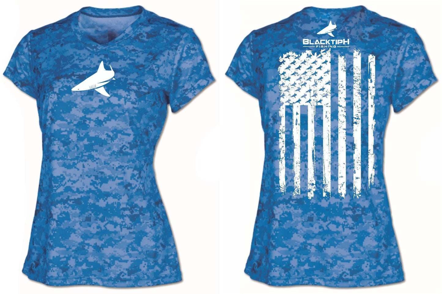 BlacktipH Ladies Performance Digital Camo Shirt with UPF 50+ Protection - Vertical Flag - BlacktipH