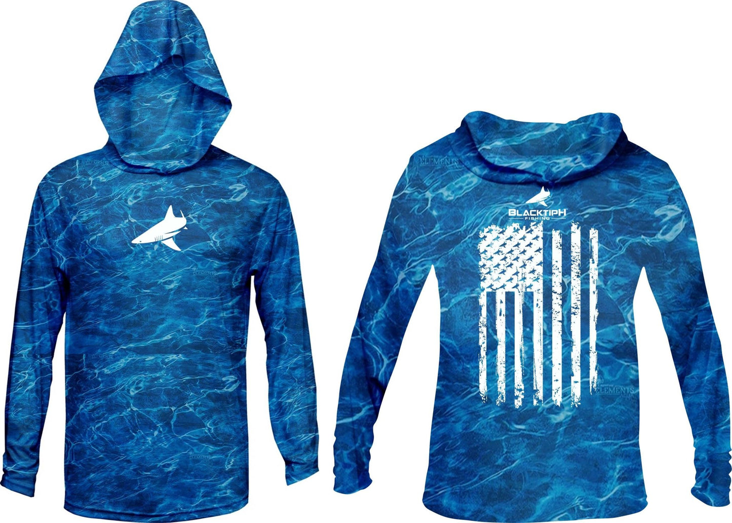 BlacktipH Patriotic Performance Shirt Distressed Hoodie with UPF 50+ Protection - BlacktipH