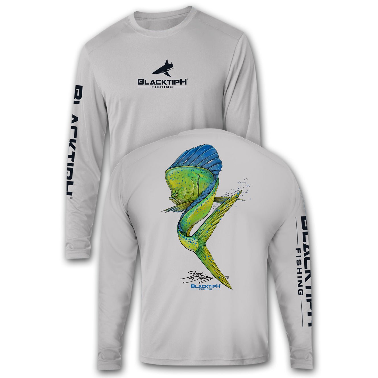 BlacktipH Performance Shirt Long Sleeve Mahi_Mahi Featuring Steve Diossy Art with UPF 50+ Protection - BlacktipH