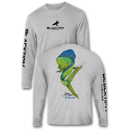 BlacktipH Performance Shirt Long Sleeve Mahi_Mahi Featuring Steve Diossy Art with UPF 50+ Protection - BlacktipH