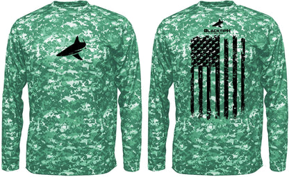 BlacktipH Youth Performance Shirt Digital Camo Shirt - Vertical Flag with UPF 50+ Protection - BlacktipH
