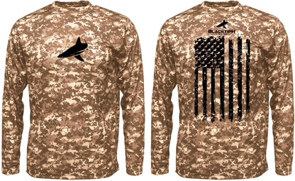 BlacktipH Youth Performance Shirt Digital Camo Shirt - Vertical Flag with UPF 50+ Protection - BlacktipH