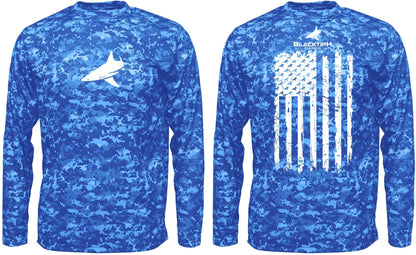 BlacktipH Youth Performance Shirt Digital Camo Shirt - Vertical Flag with UPF 50+ Protection - BlacktipH