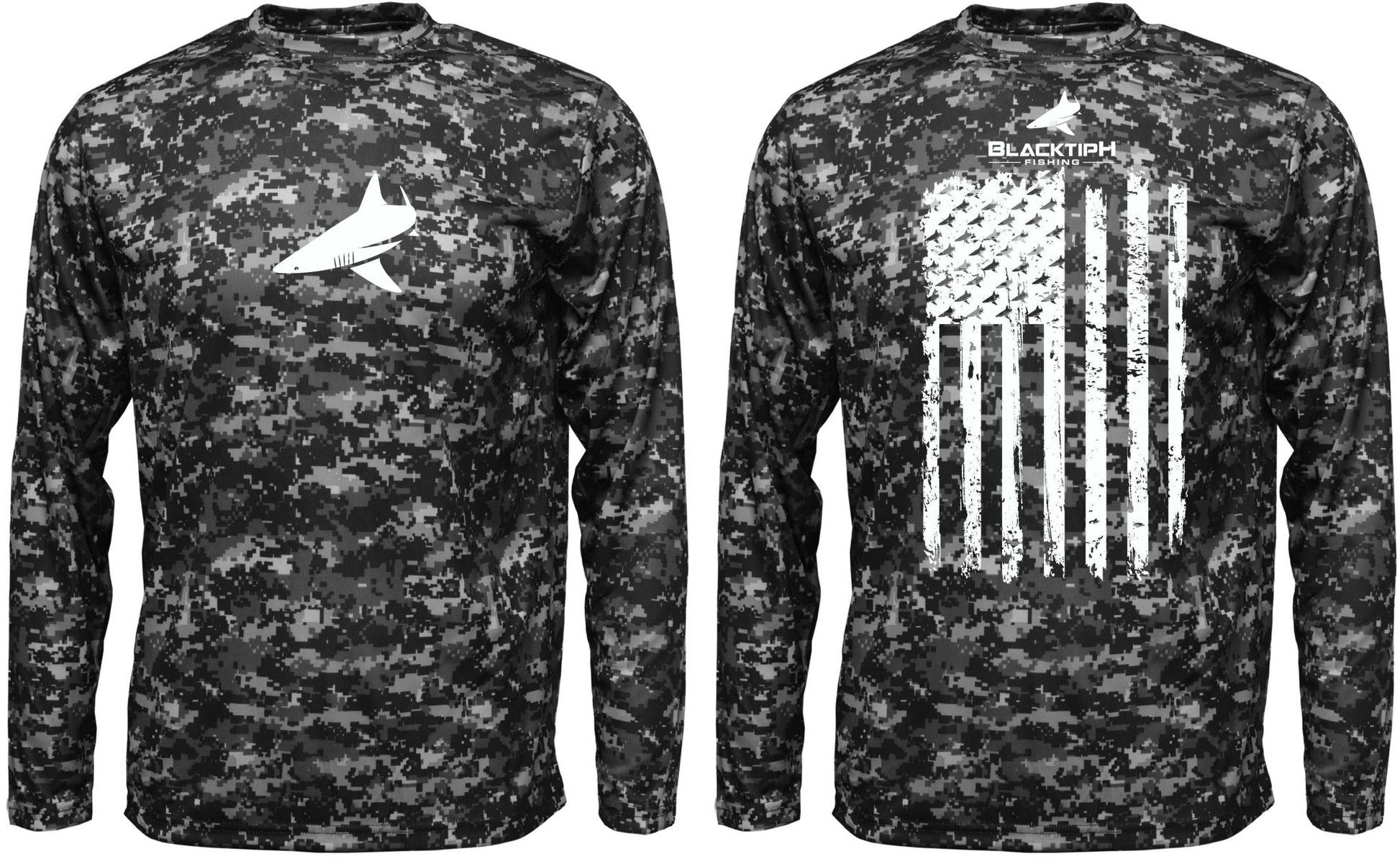 BlacktipH Youth Performance Shirt Digital Camo Shirt - Vertical Flag with UPF 50+ Protection - BlacktipH